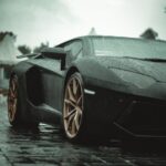 Luxury Cars - Close-up of a Lamborghini Aventador parked on a #10584720