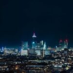 City Architecture - Stunning night view of Rotterdam's dynamic skyli #11982347