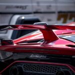 Luxury Cars - Close-up of a red Lamborghini Aventador's rear v #12499783