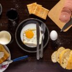 Food Aesthetics - A top view of a breakfast spread with eggs, toas #1448722