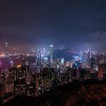 City Architecture - Stunning night view of Hong Kong's illuminated s #16732088