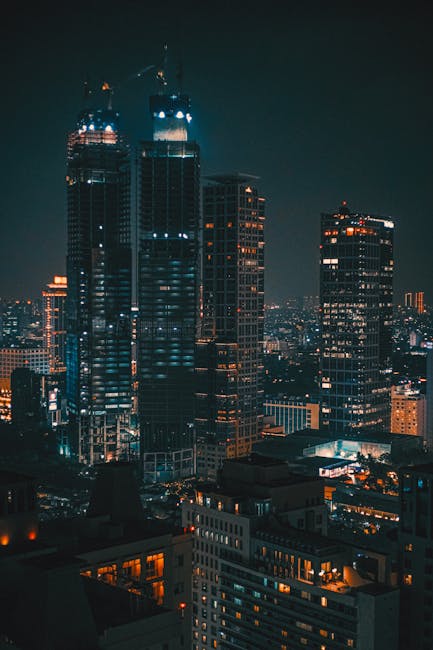 City Architecture - Vibrant cityscape of Jakarta's illuminated skysc #16898413