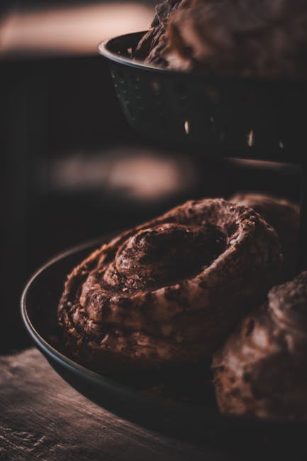 Food Aesthetics - Close-up photo of cacao pastry rolls with a warm #23314644