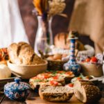 Food Aesthetics - Delicious rustic bread on a wooden table with fr #30891269
