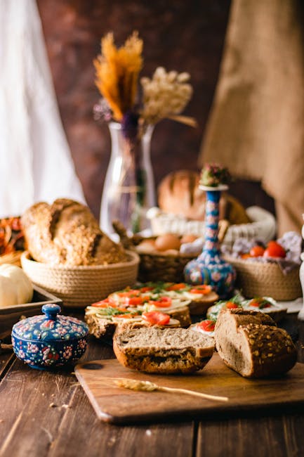 Food Aesthetics - Delicious rustic bread on a wooden table with fr #30891269
