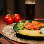 Food Aesthetics - A cozy dinner table with grilled chicken, fries, #34521021