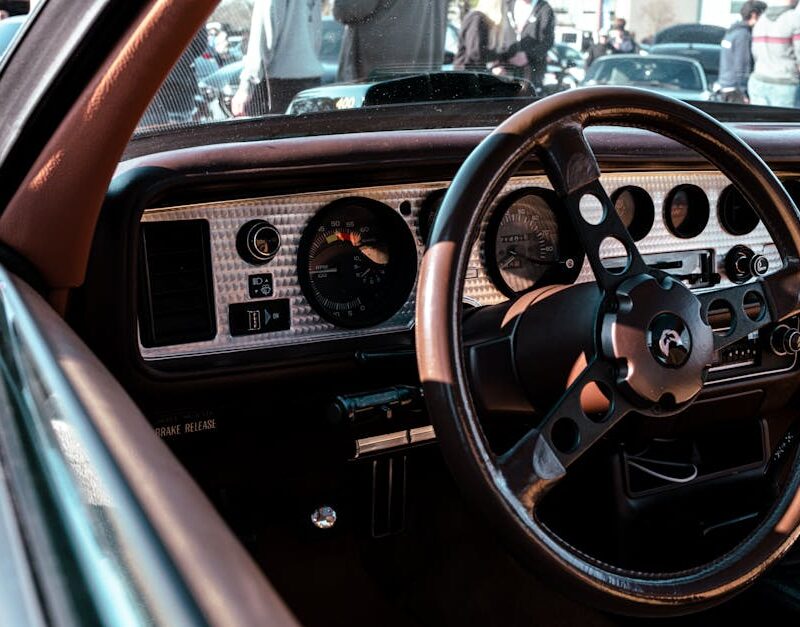Luxury Cars - Interior view of a vintage car showcasing the cl #35528068