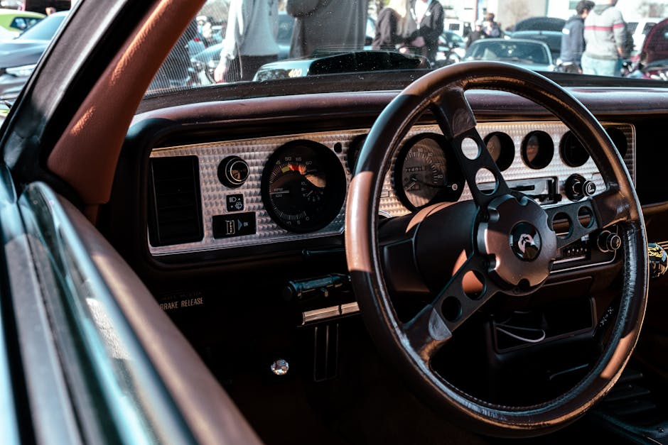 Luxury Cars - Interior view of a vintage car showcasing the cl #35528068