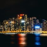 City Architecture - Stunning nighttime view of Hong Kong skyline wit #36521427