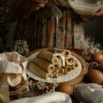 Food Aesthetics - A plate of traditional Russian blini with a swee #8878679